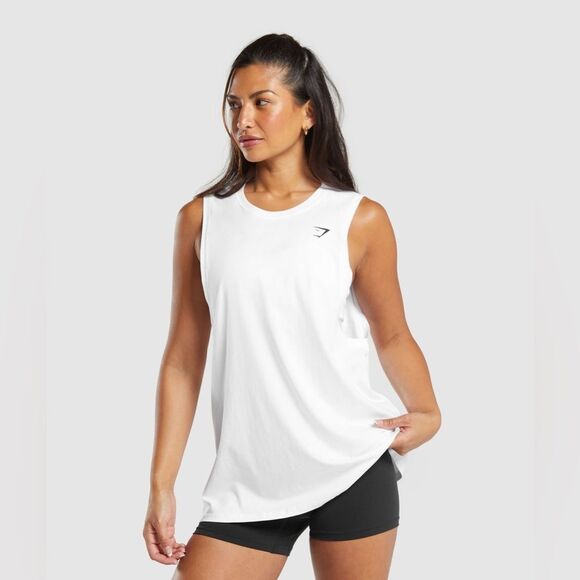 Gymshark Tops - Gymshark White Training Drop Arm Tank - Size Large, NWT